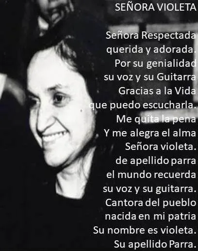 Poema Señora Violeta de Pedro Morales
